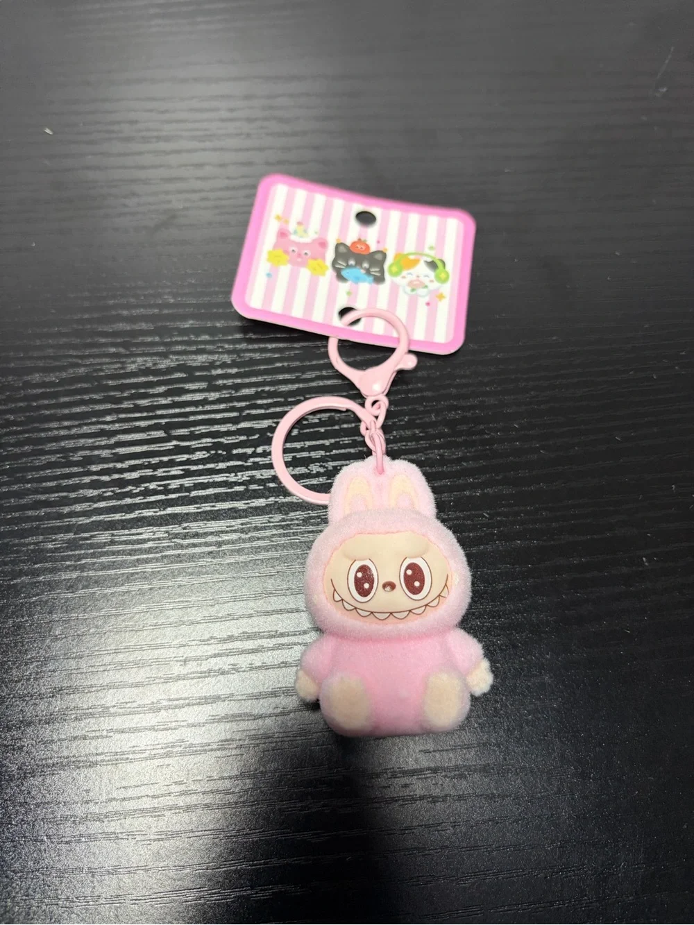 Cute Pink Fuzzy Labubu Monsters Keychain/Bag Charm