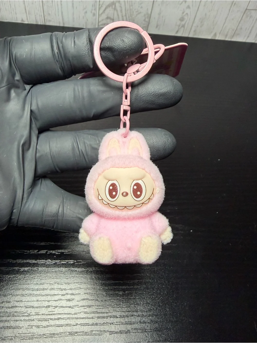 Cute Pink Fuzzy Labubu Monsters Keychain/Bag Charm