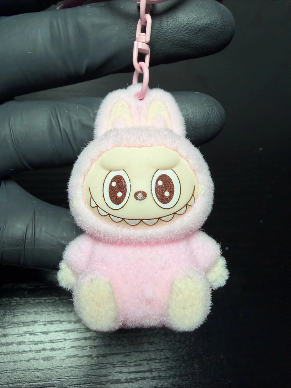 Cute Pink Fuzzy Labubu Monsters Keychain/Bag Charm