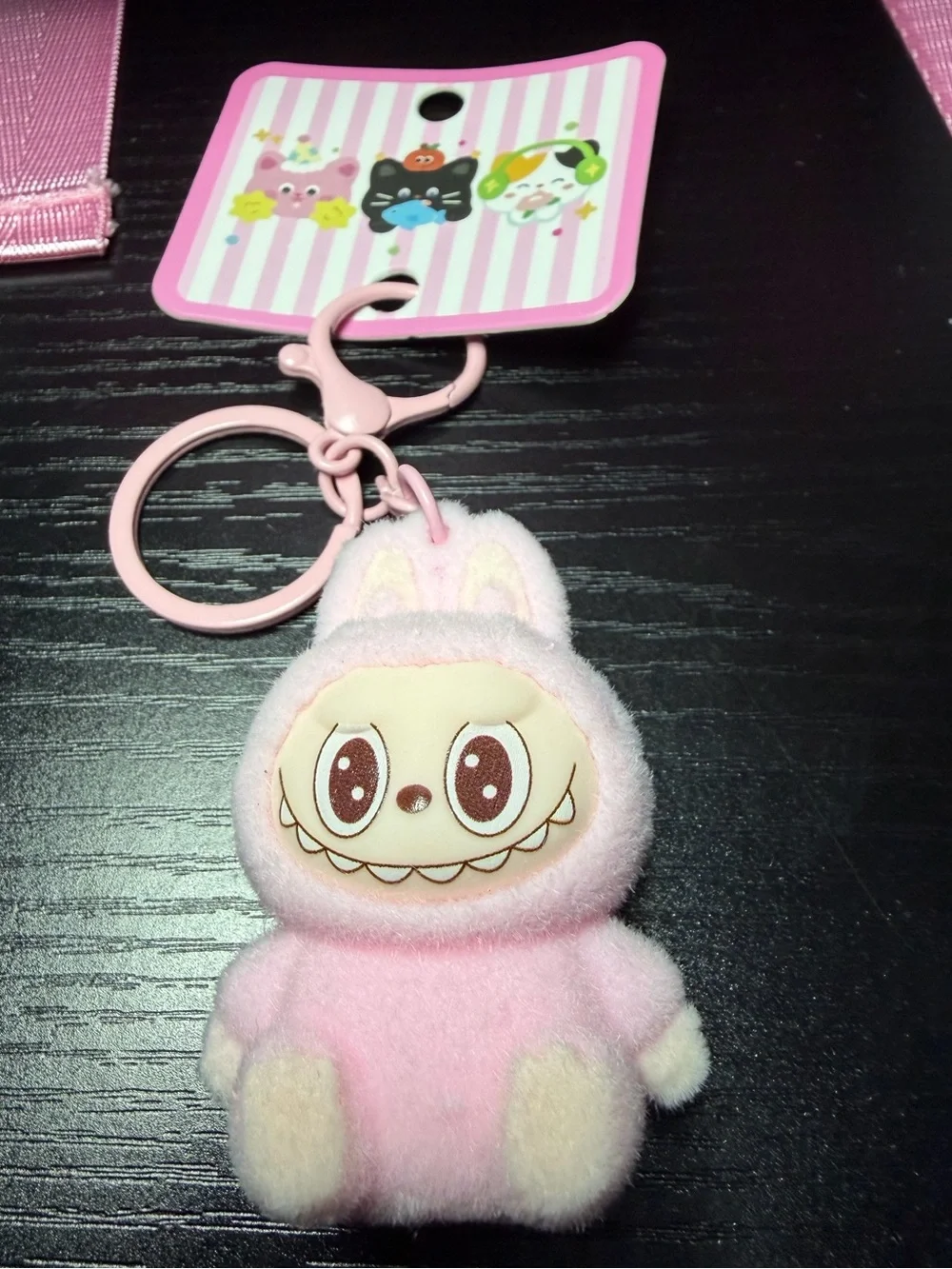 Cute Pink Fuzzy Labubu Monsters Keychain/Bag Charm