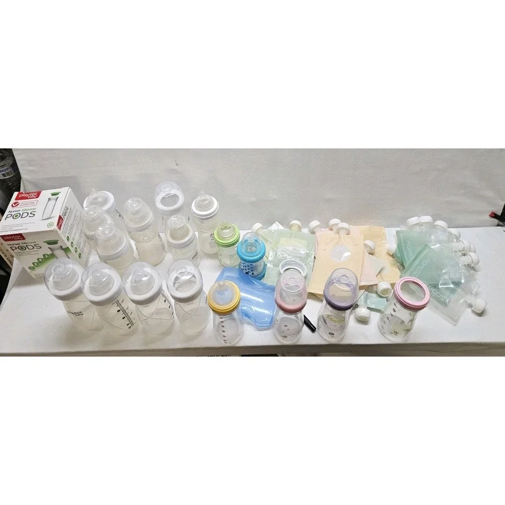 Playtex Baby Nurser Bottle 4oz 8oz Lot With Drop Ins Baby Food Bags And Sippys