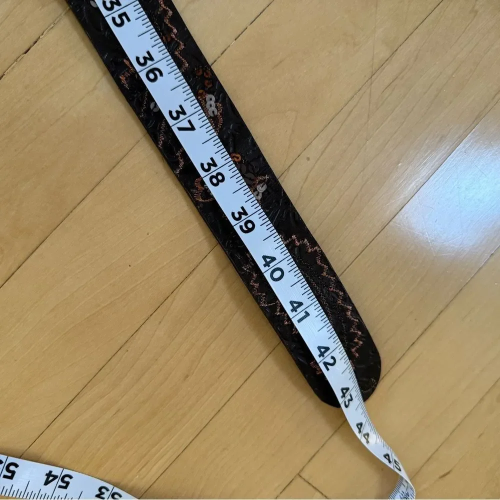 Chico's Embellished Round Buckle Leather Belt In Brown M NWOT