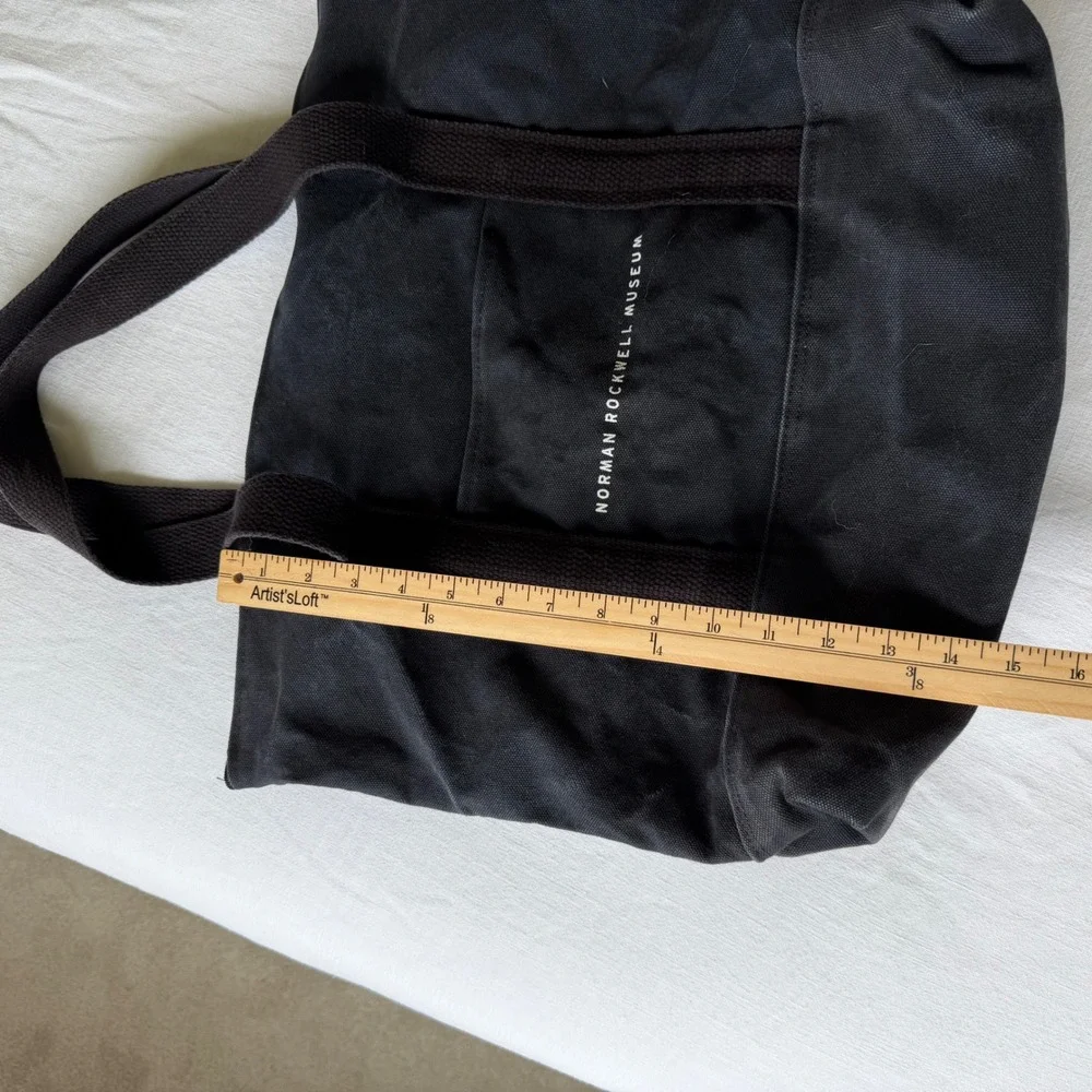 Norman Rockwell Museum Black Canvas Tote Bag Zipper Top Souvenir Travel Bag