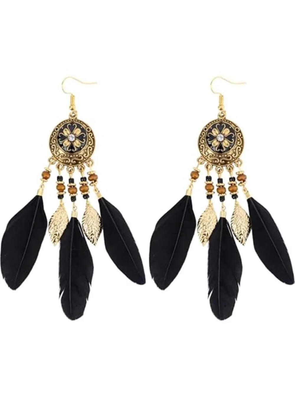 Lightweight Bohemian Feather Dangle Earrings