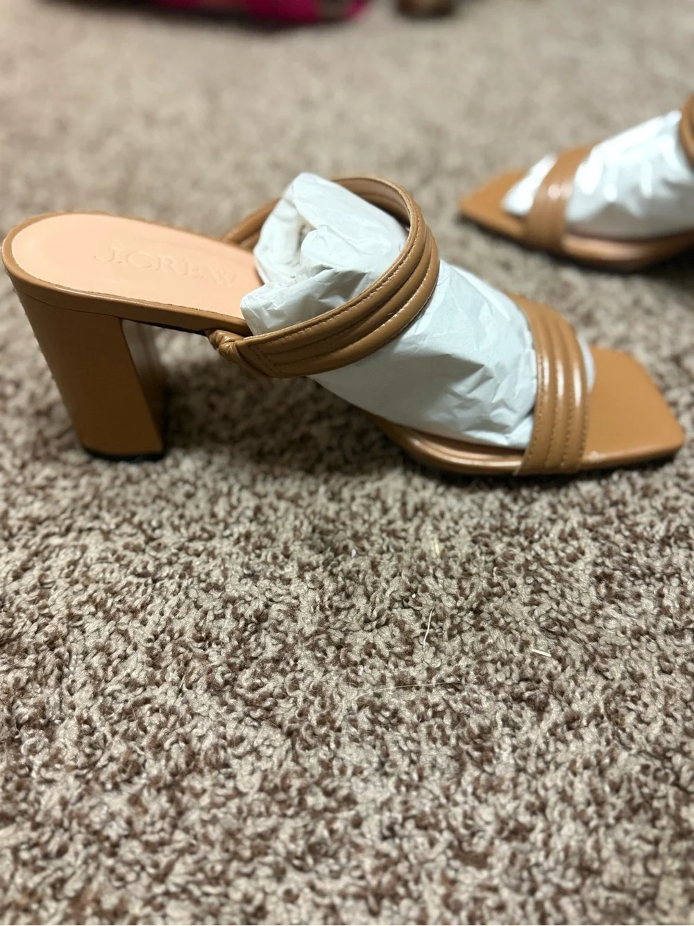 J. Crew Tan Block Heel Leather Mules