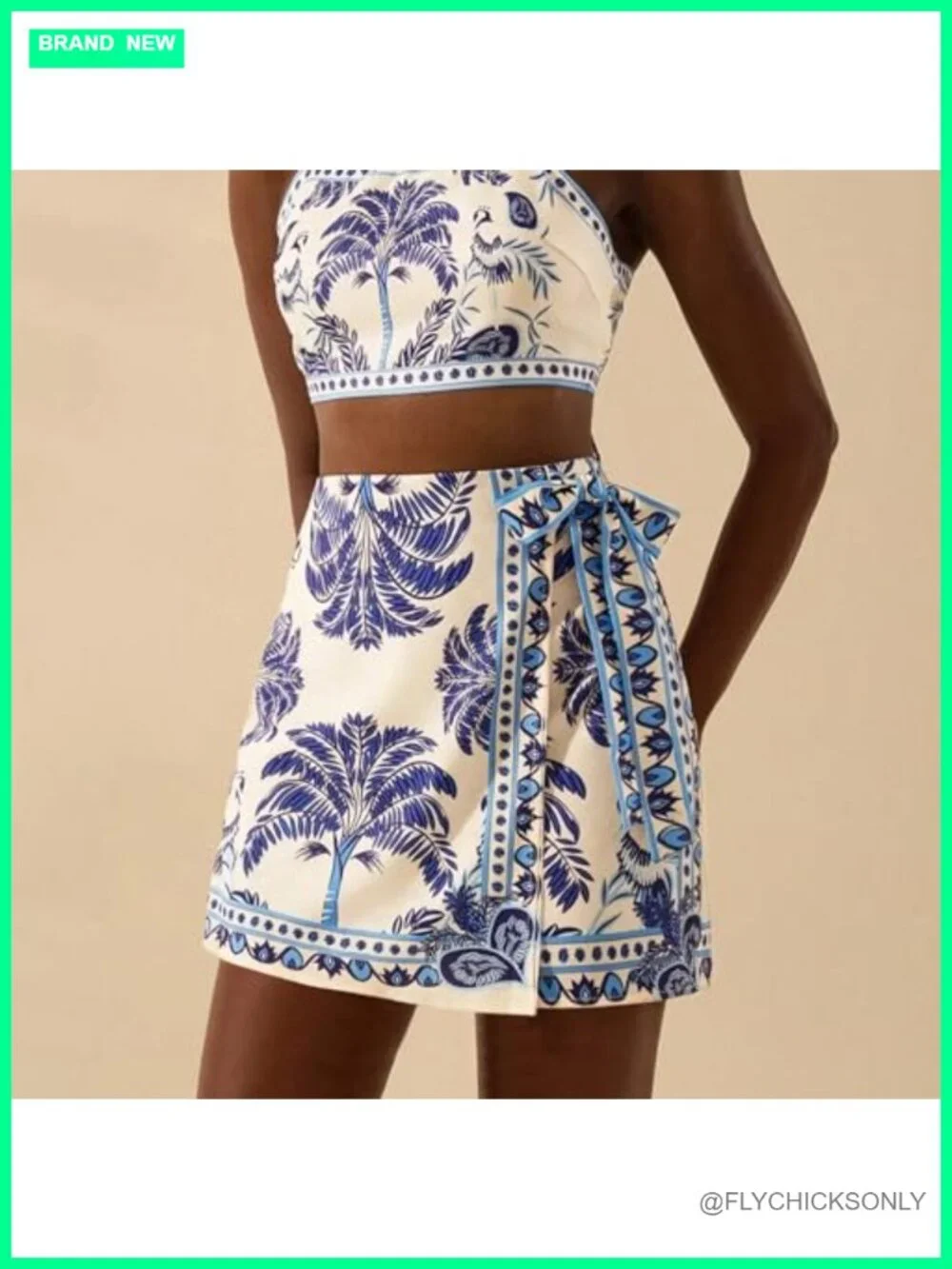 Boho Floral Wrap Mini Skirt High Waist A-Line Summer Beach Short Skirt