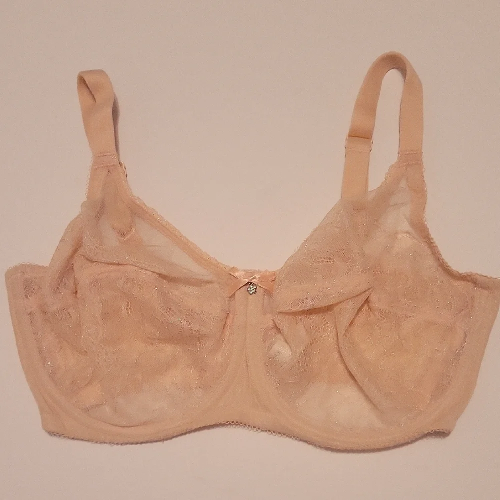 Wacoal Soft Pink Retro Chic Full-Figure Underwire Lace Bra 855186 EUC‎