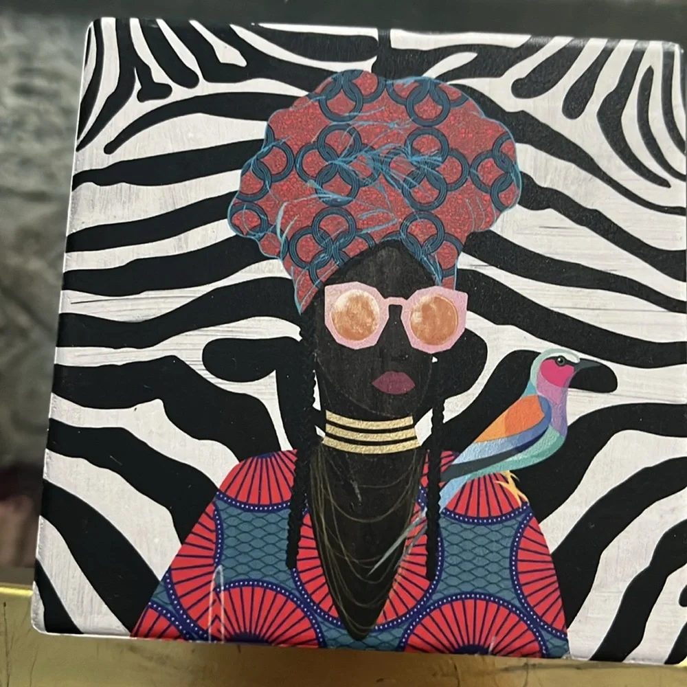 NWOT Set of 4 Modern Turban Woman Nikki Chu Tile Coasters