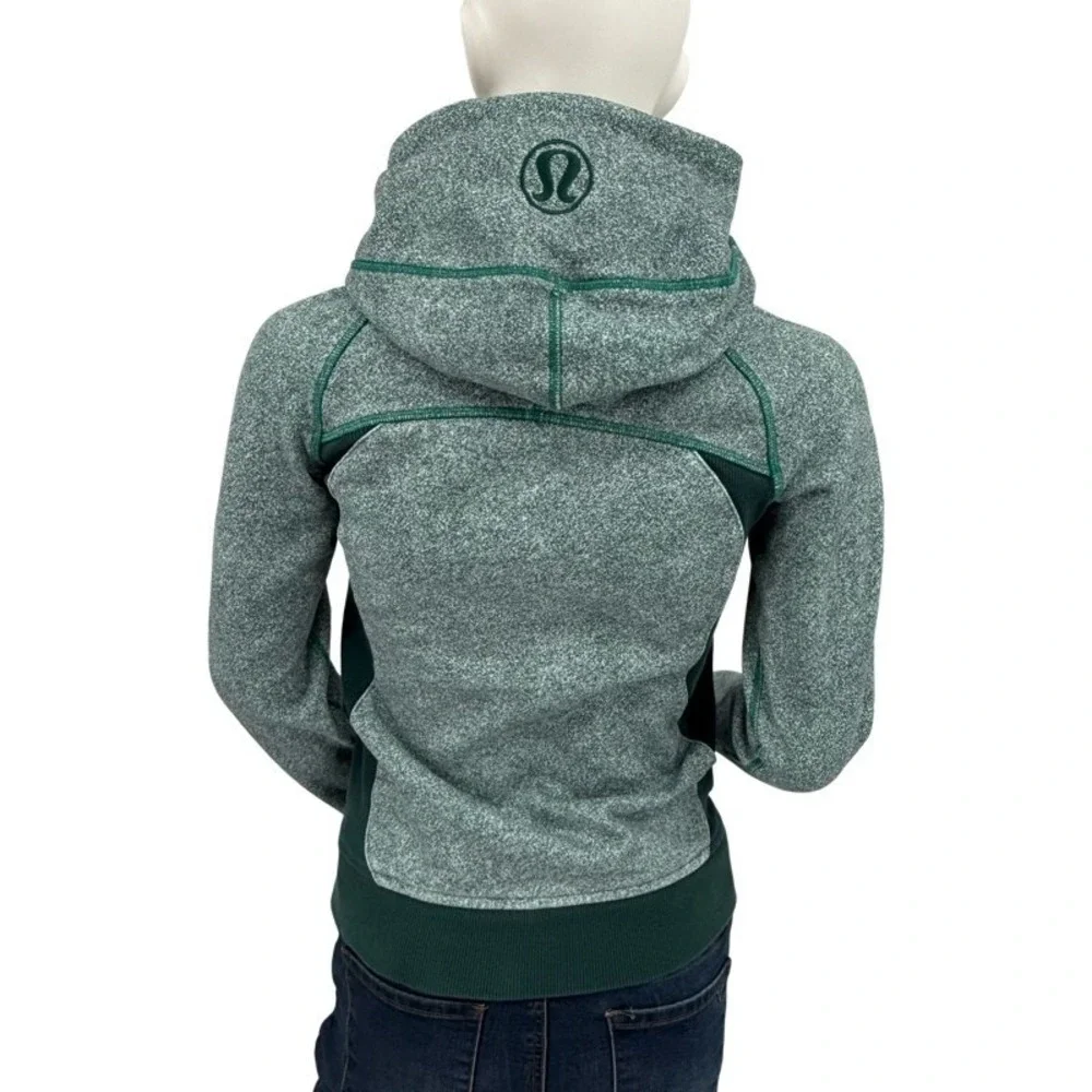 LULULEMON 4 Scuba Hoodie III Rio Mist Deep Green‎ Zip Heathered Fleece Jacket