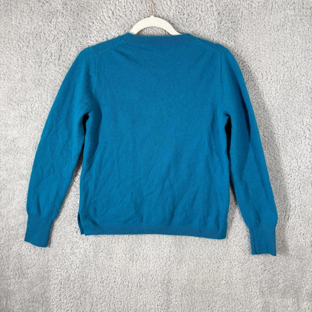 J. Crew Cashmere Slim Fit Crewneck Sweater Womens Size M Bright Blue Teal‎