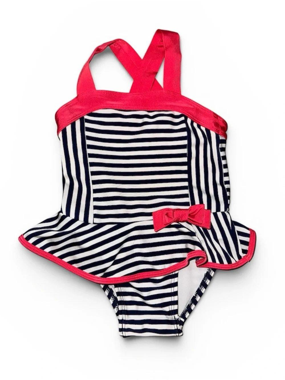 Cat & Jack Navy and Pink Striped Girls' One-Piece Swimsuit