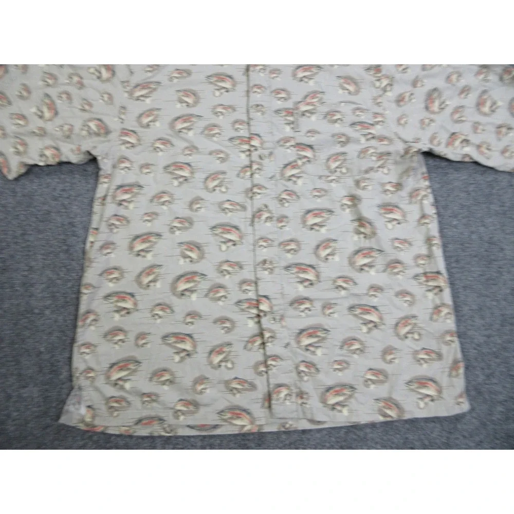Columbia Shirt‎ Mens Medium Fish Print Short Sleeve Button Up Outdoors Fishing
