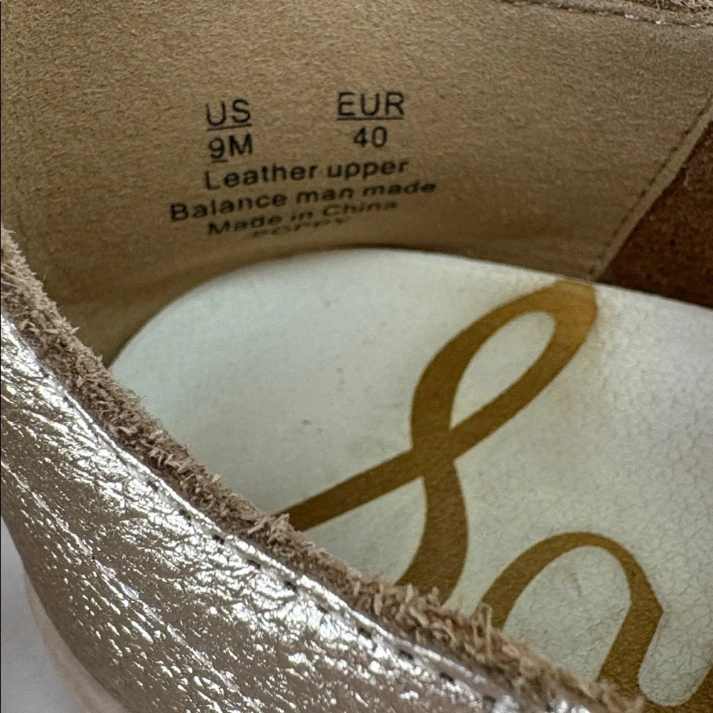 Sam Edelman Gold Metallic Leather Lace-Up Sneakers