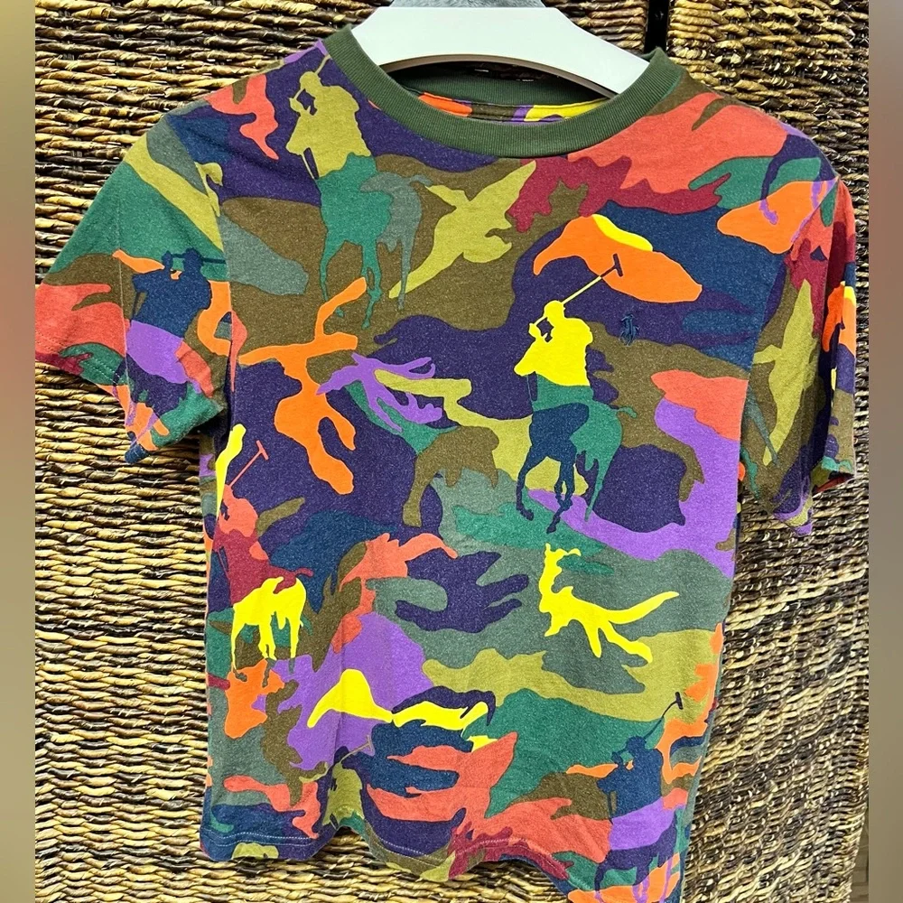 Polo Ralph Lauren- Colorful Camo Polo Youth T-Shirt, Size:‎ Medium (10/12)