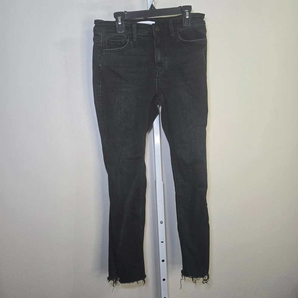 Flying Monkey Womens Black Denim High Rise‎ Cropped Frayed Hem Jeans Size 28