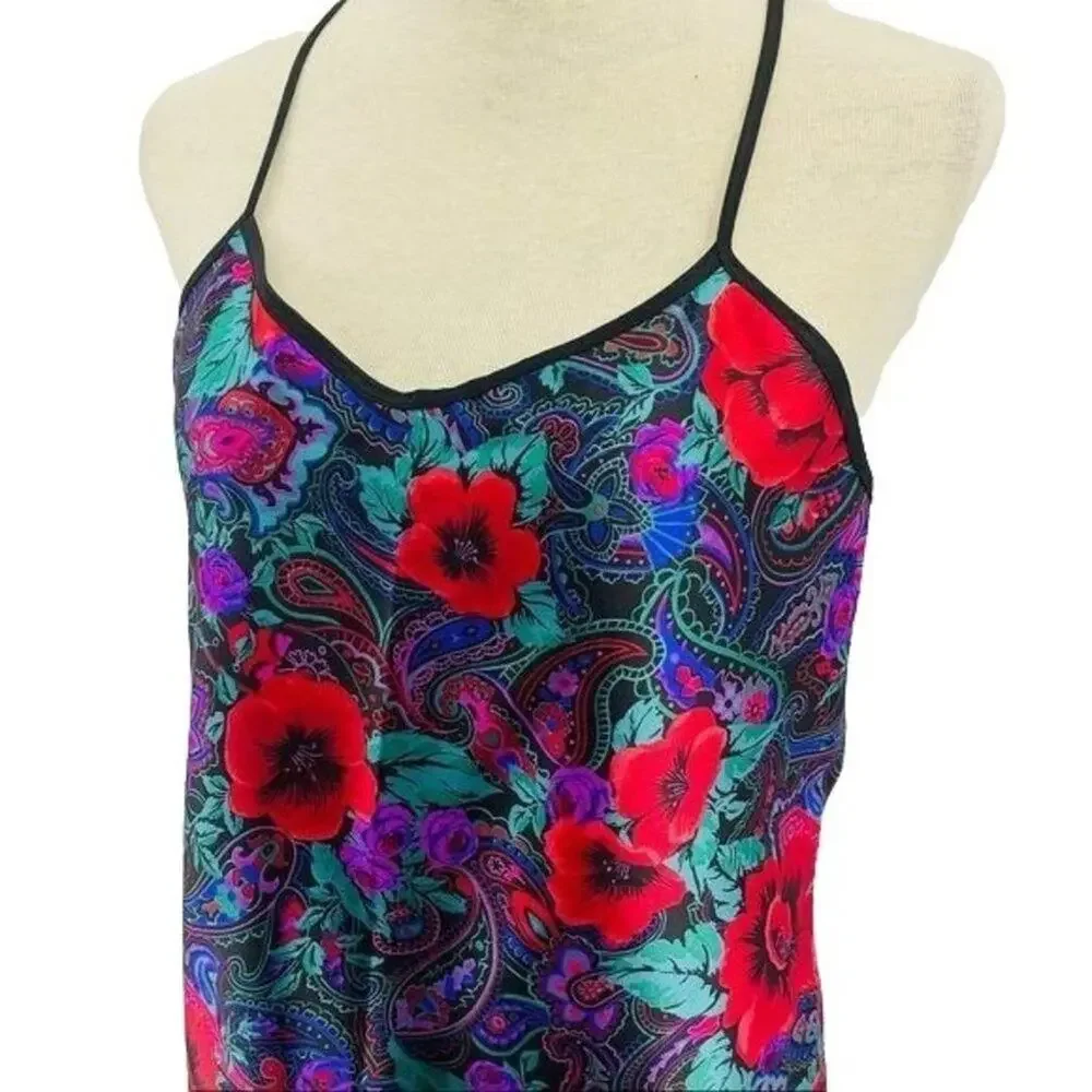 Vintage Delicates Nightgown Long Sleep Dress Medium Rich Floral