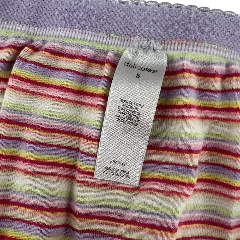 Vintage Delicates Panty colorful Stripe Hi Leg Cotton Bikini Womens Size Small