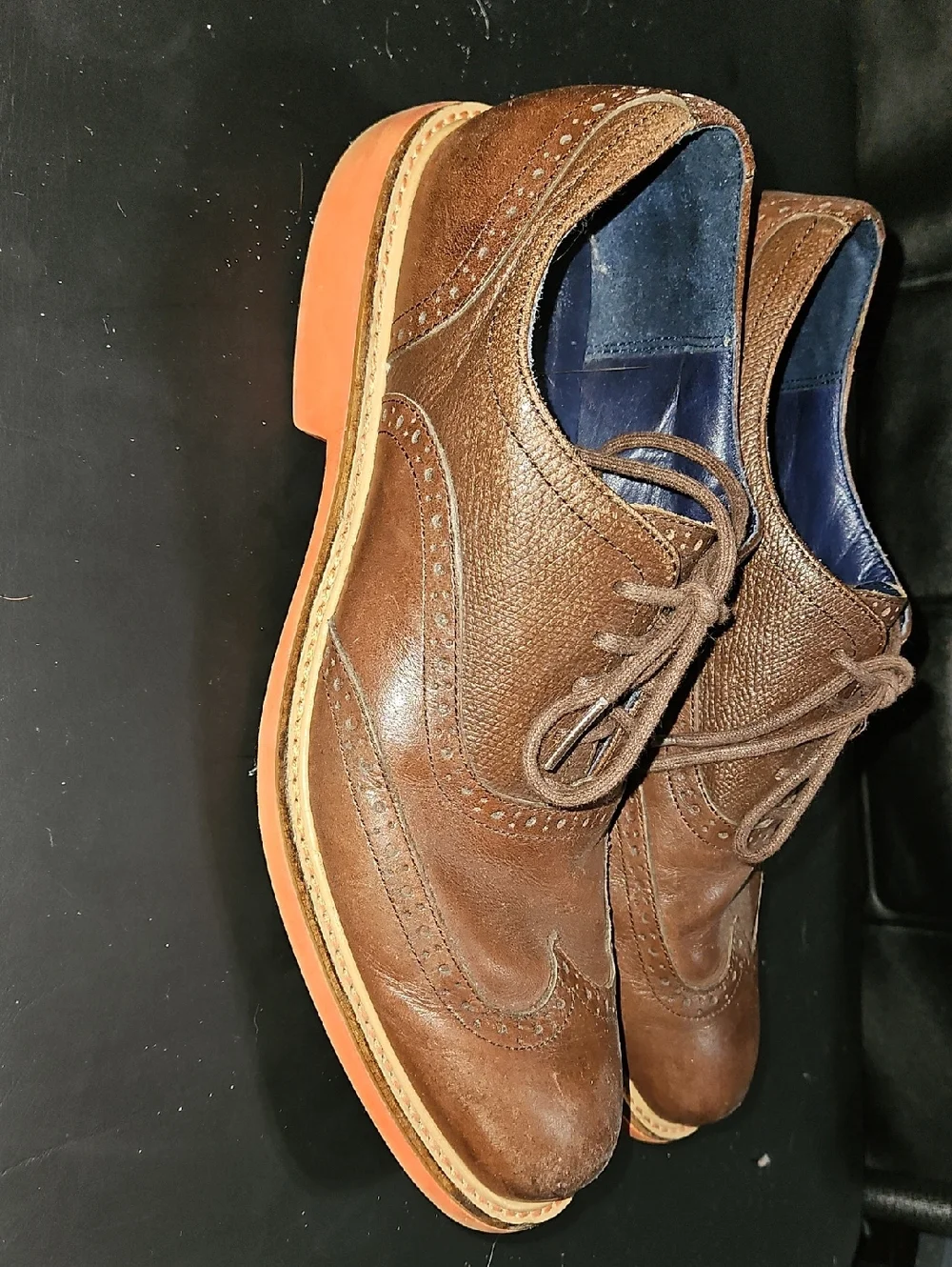 Cole Haan Original Grand Wingtip Shoes Mens Size 8.5 Brown Leather Dress Shoe