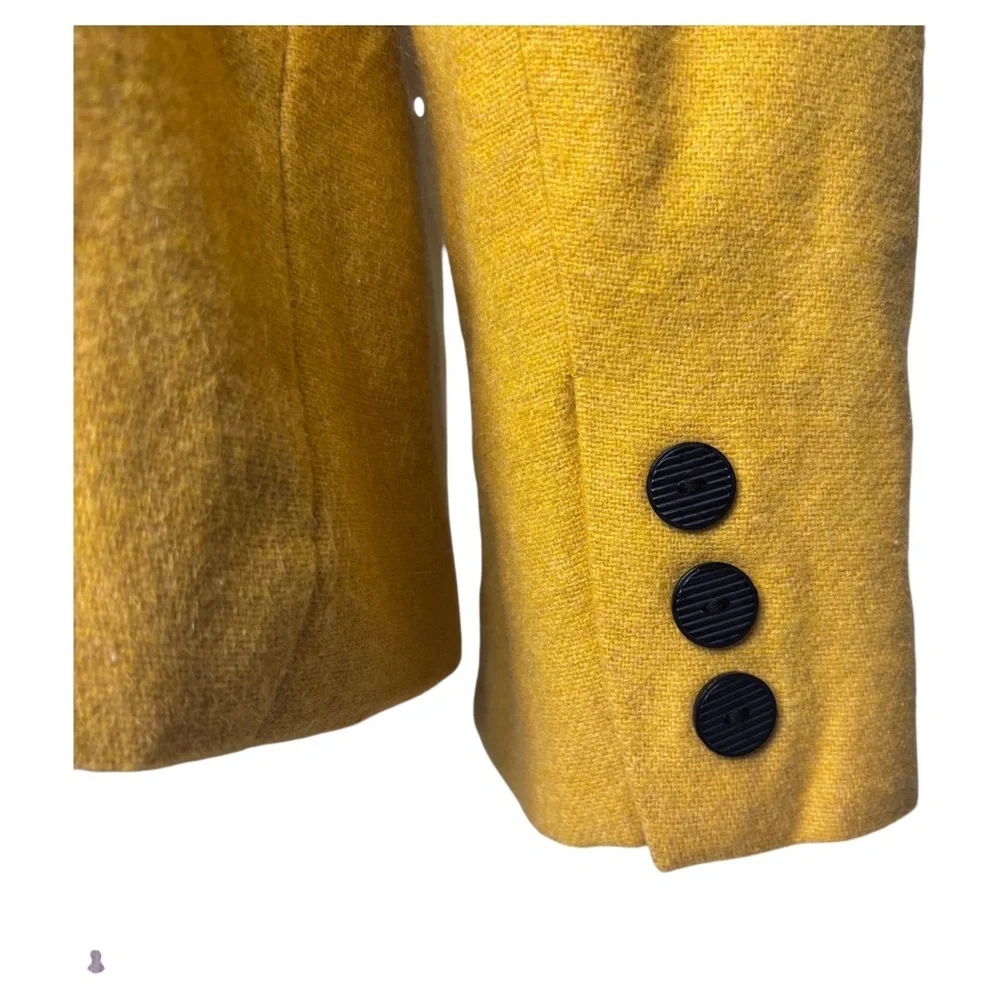 Vintage 80s Abstract Color-block Yellow‎ and Black Statement Wool Jacket 10P