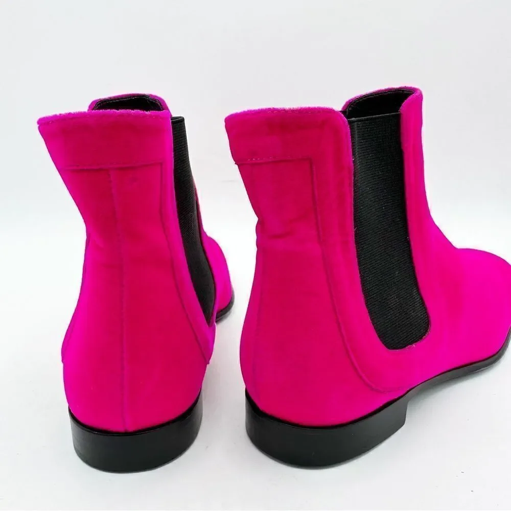 Roger Vivier Fuchsia Pyramide‎ Velvet Chelsea Boot Sz EU 34 US Sz 4 UK 2