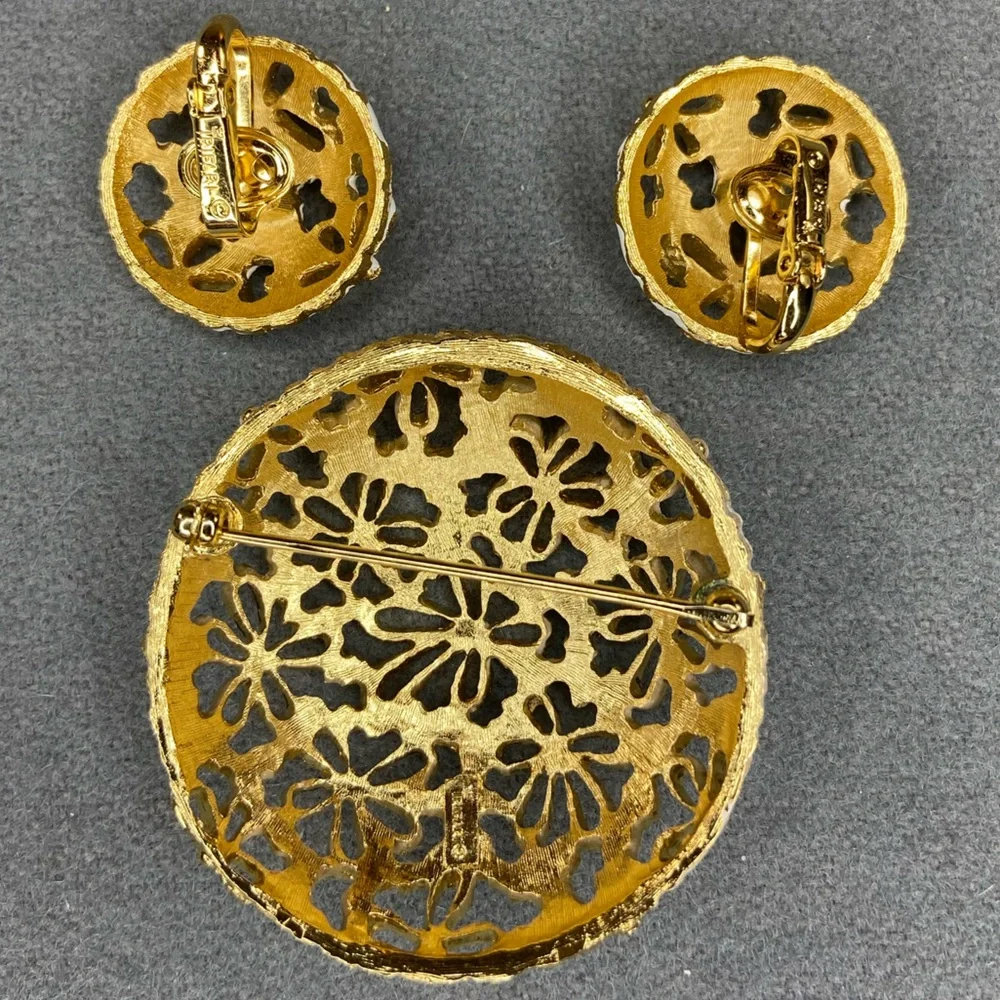 Trifari earrings brooch