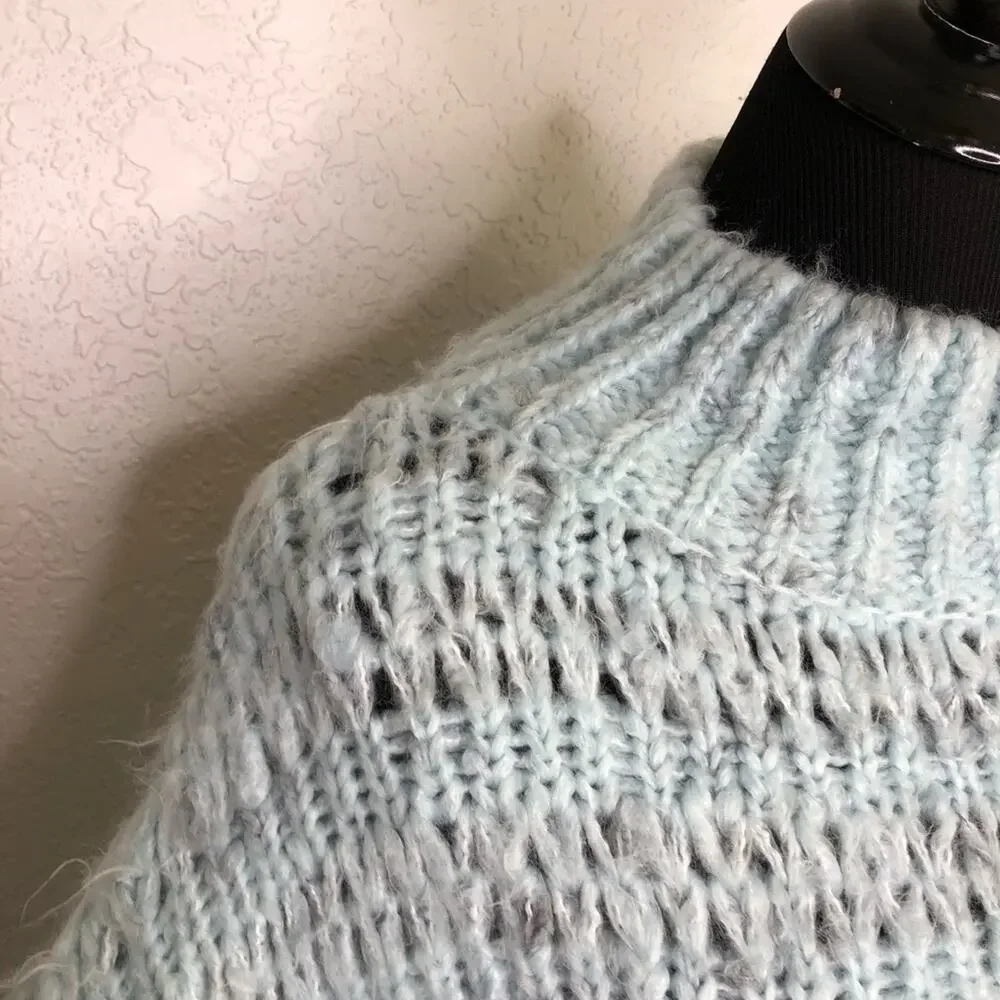 Urban Outfitters light blue semi open knit mock turtleneck sweater size Medium