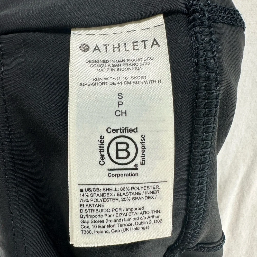 Athleta‎ Skort Womens Small Black Run With It 16 Inch Running Built-In Shorts
