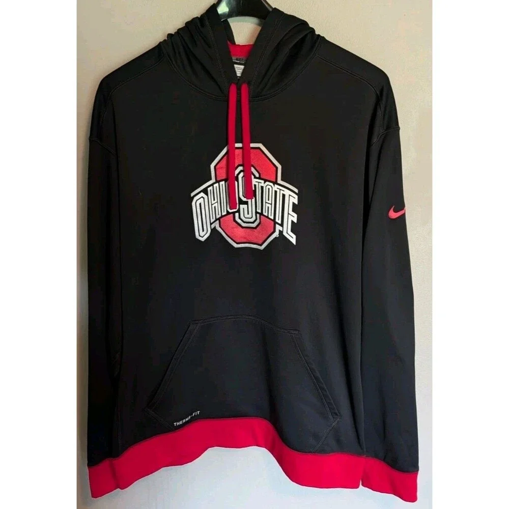 Nike Ohio State Buckeyes Therma-Fit Black Hoodie Sweatshirt Size 2XL