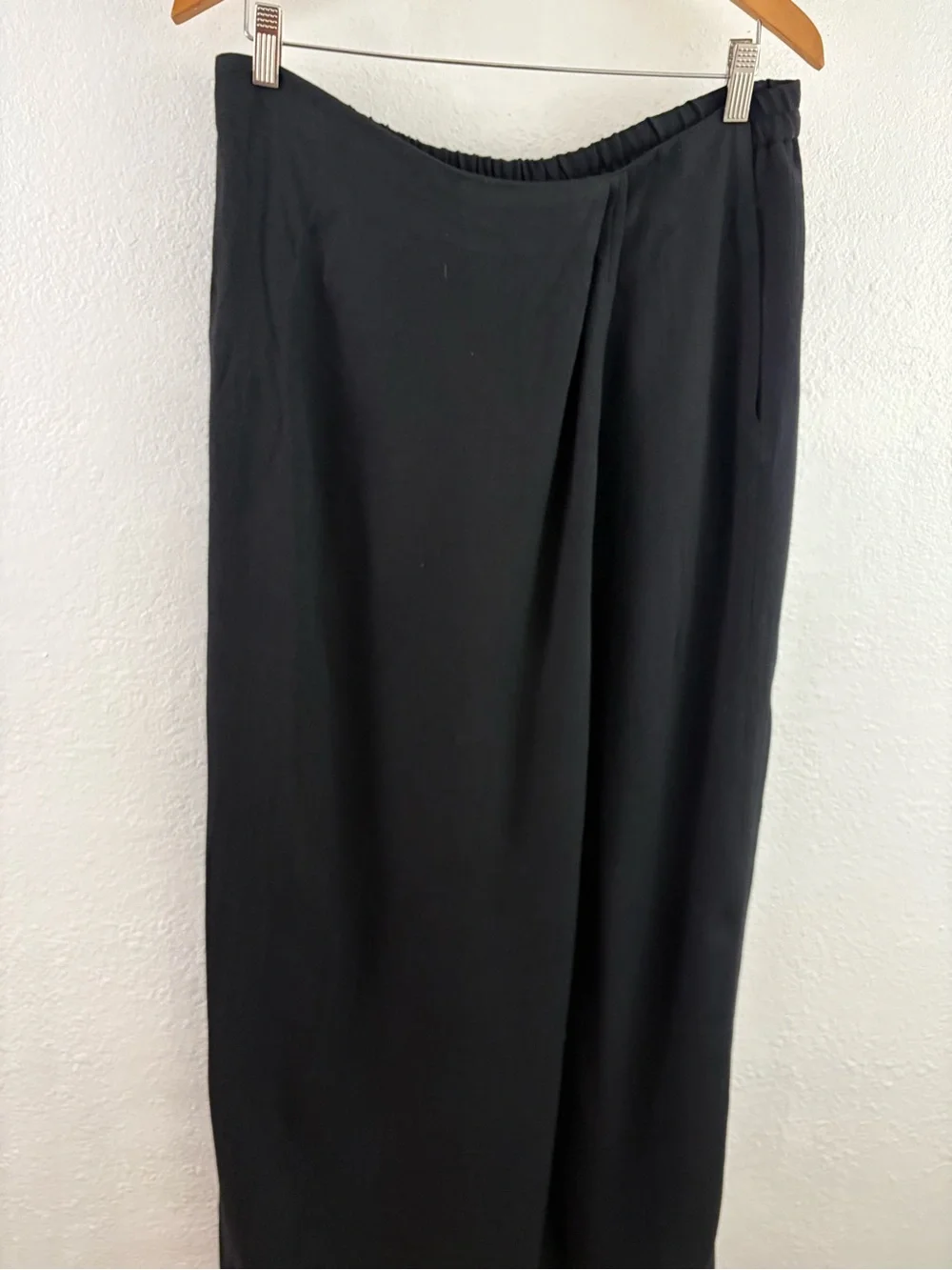 Max Studio Faux Wrap Front Wide Leg ankle black pants size S