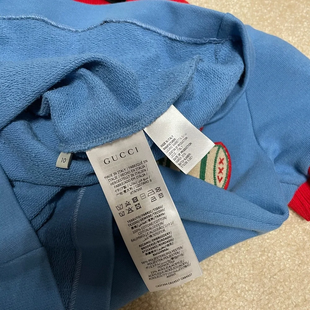 Gucci Blue Dress with Red Collar and Cuffs