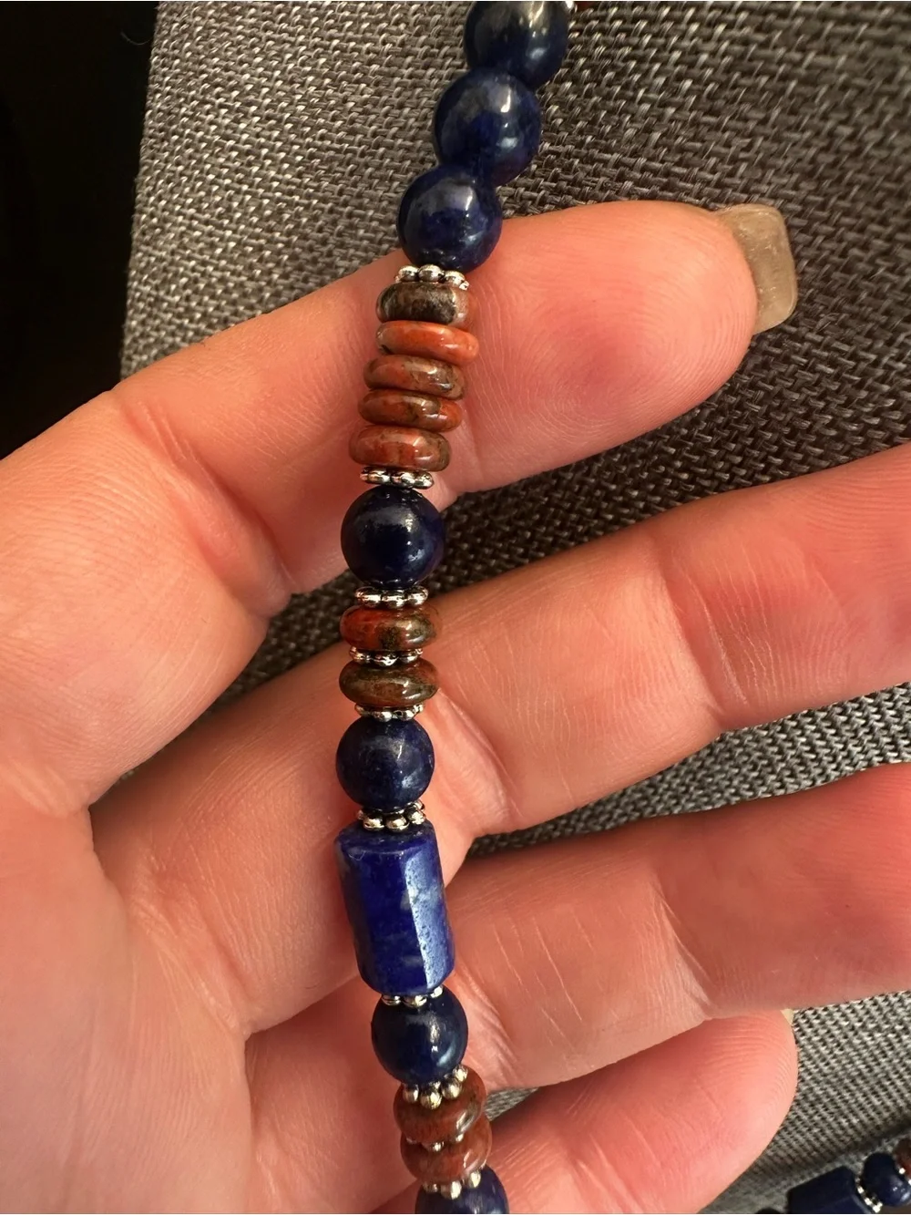 Handmade Lapis lazuli Bead  Unisex Necklace