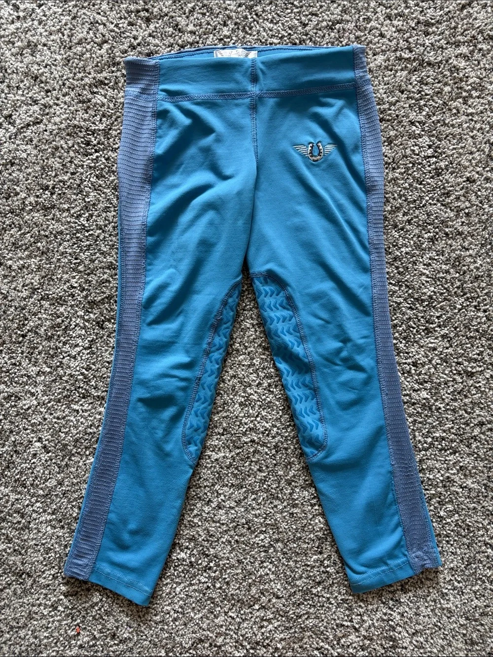 Youth Teal Equestrian Grip Leggings