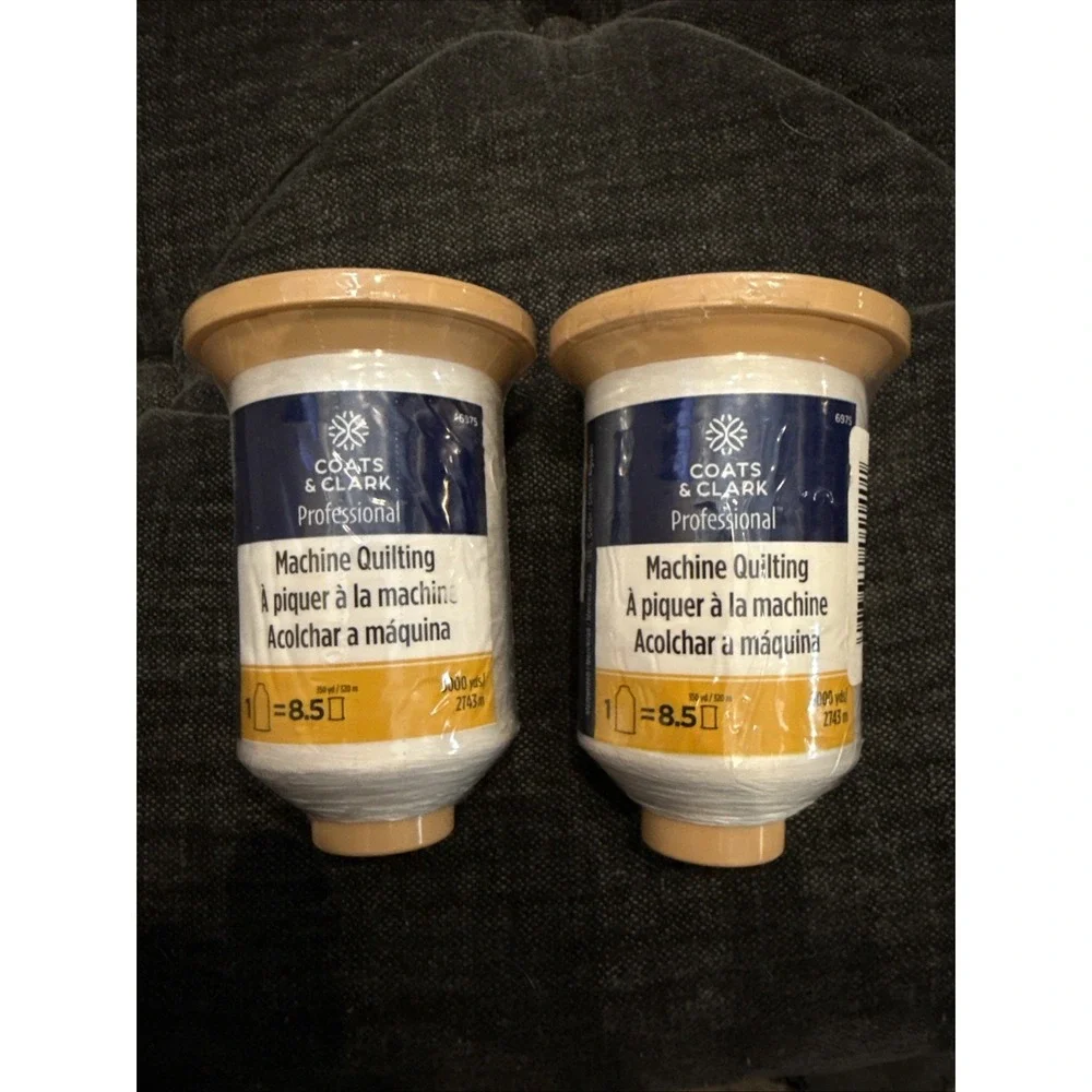 (2) 3000 Yards White Professional‎ Machine Quilting Thread for Longarm Sewing