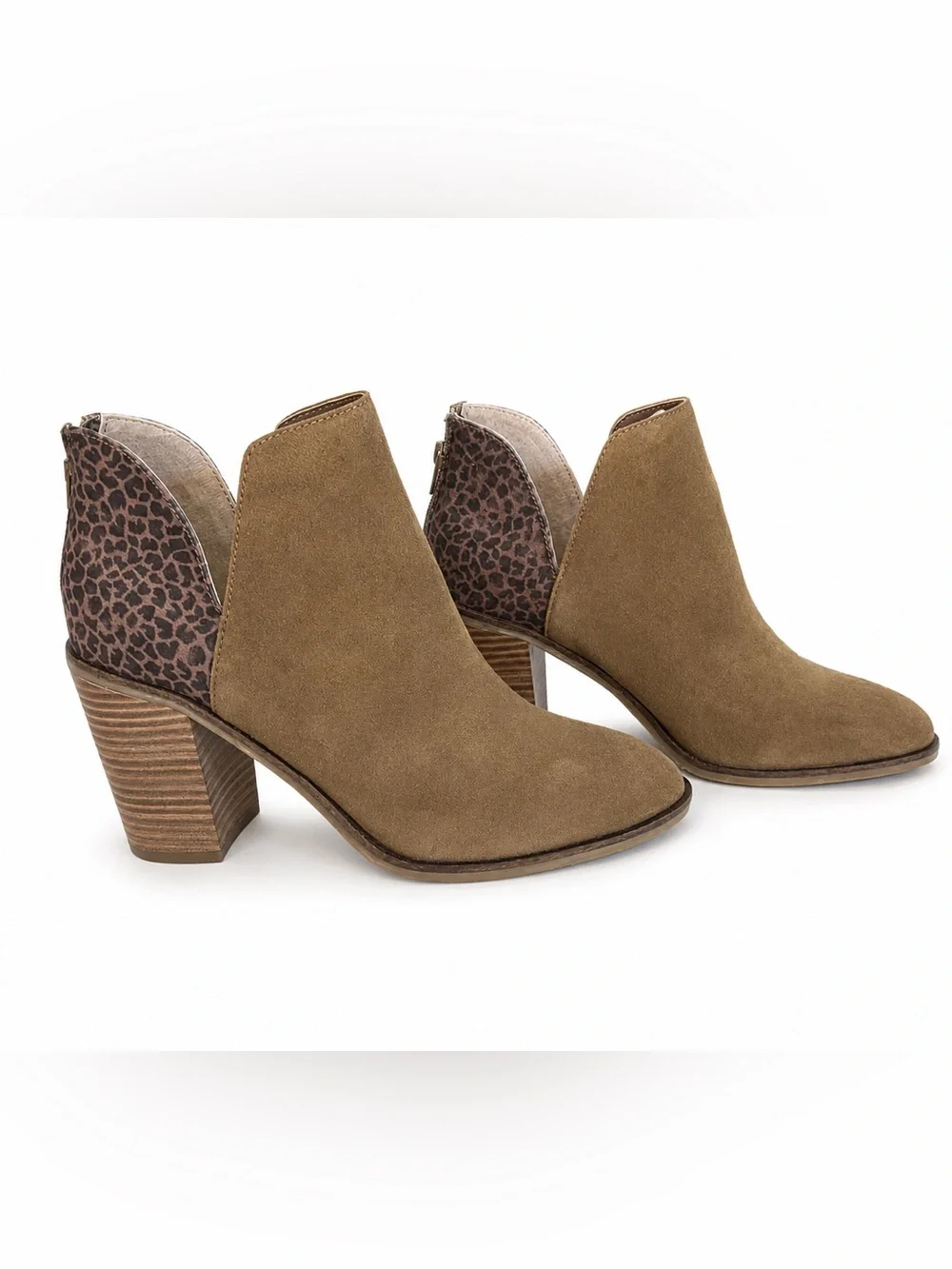 DV by Dolce Vita Suede Leopard Print Block Heel Ankle Booties Size 10 NWOB