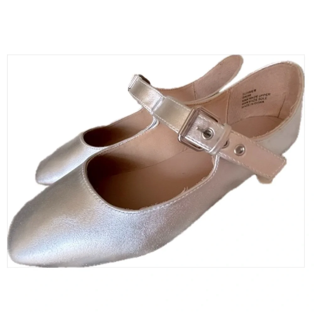 Silver Flat Mary Jane whimsigoth grunge fairy Wide Ballet Shoes by Me Too