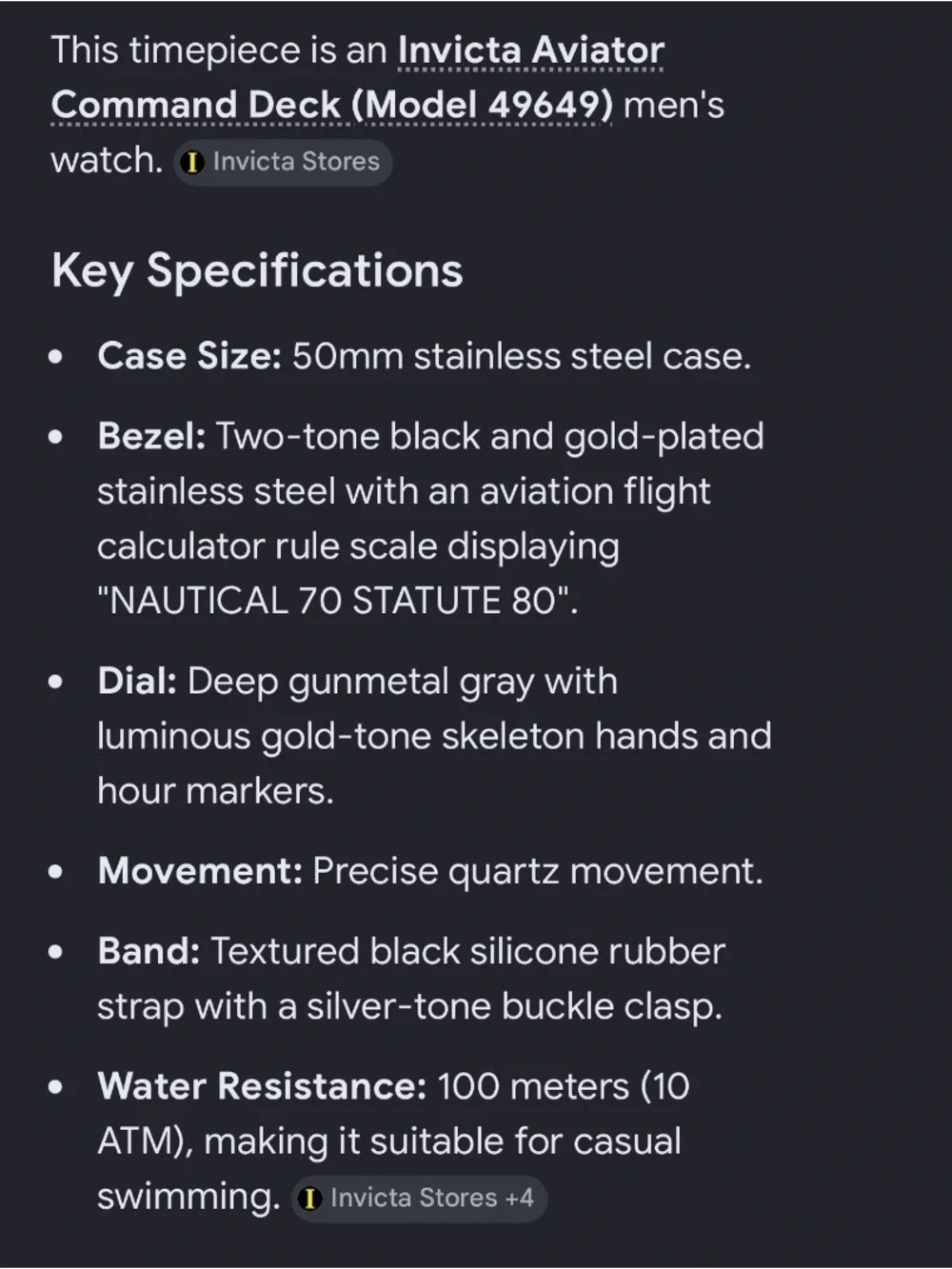 Invicta dial styling