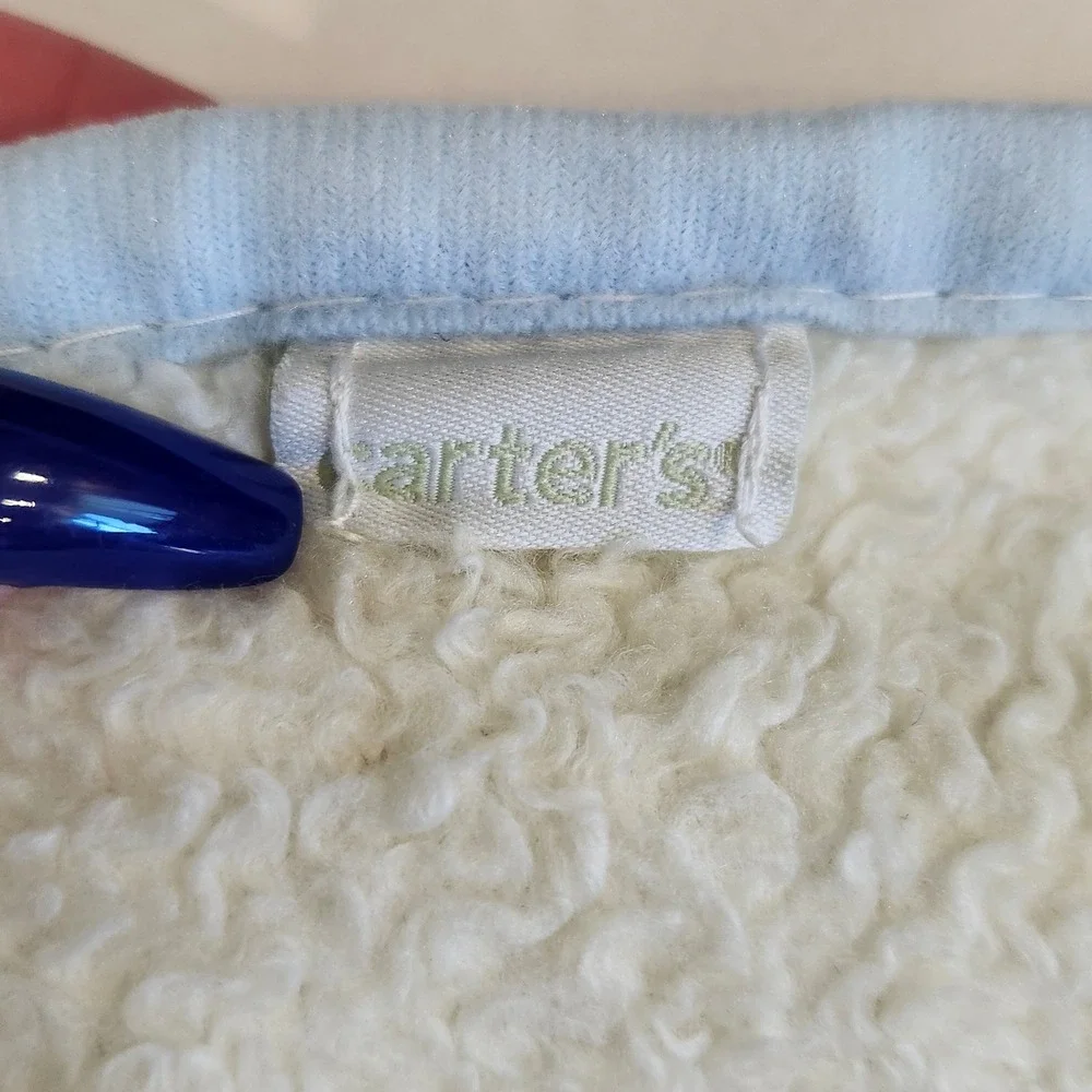 Vintage Carter's Baby Blanket Frog Pond Duck Bird Blue Green Plush‎ Blanket