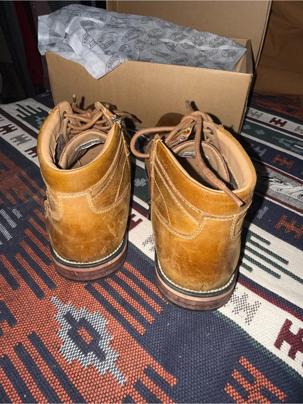 Men's Tan Leather Lace-Up Boots