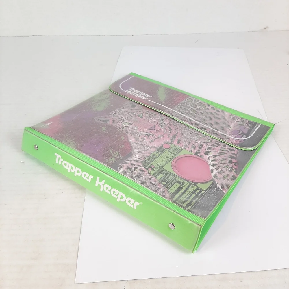 Original Trapper Keeper Leopard Pink/Green Retro Mead 1