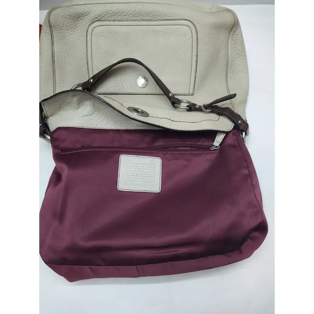 Coach Chelsea Ivory Pebbled Leather Turnlock Hobo Shoulder Bag