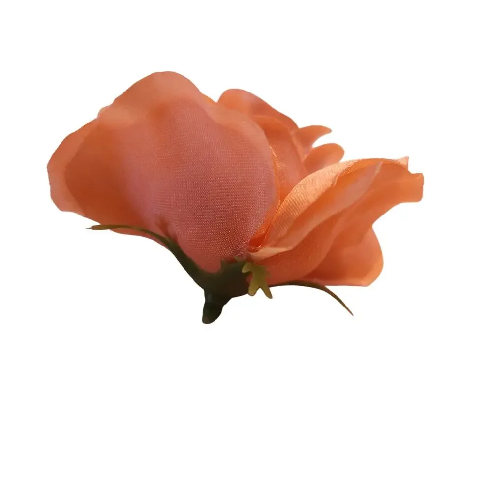 105 Peach Color Satin Rose Head Lot Open Roses Buds Stemless Wedding Craft Decor