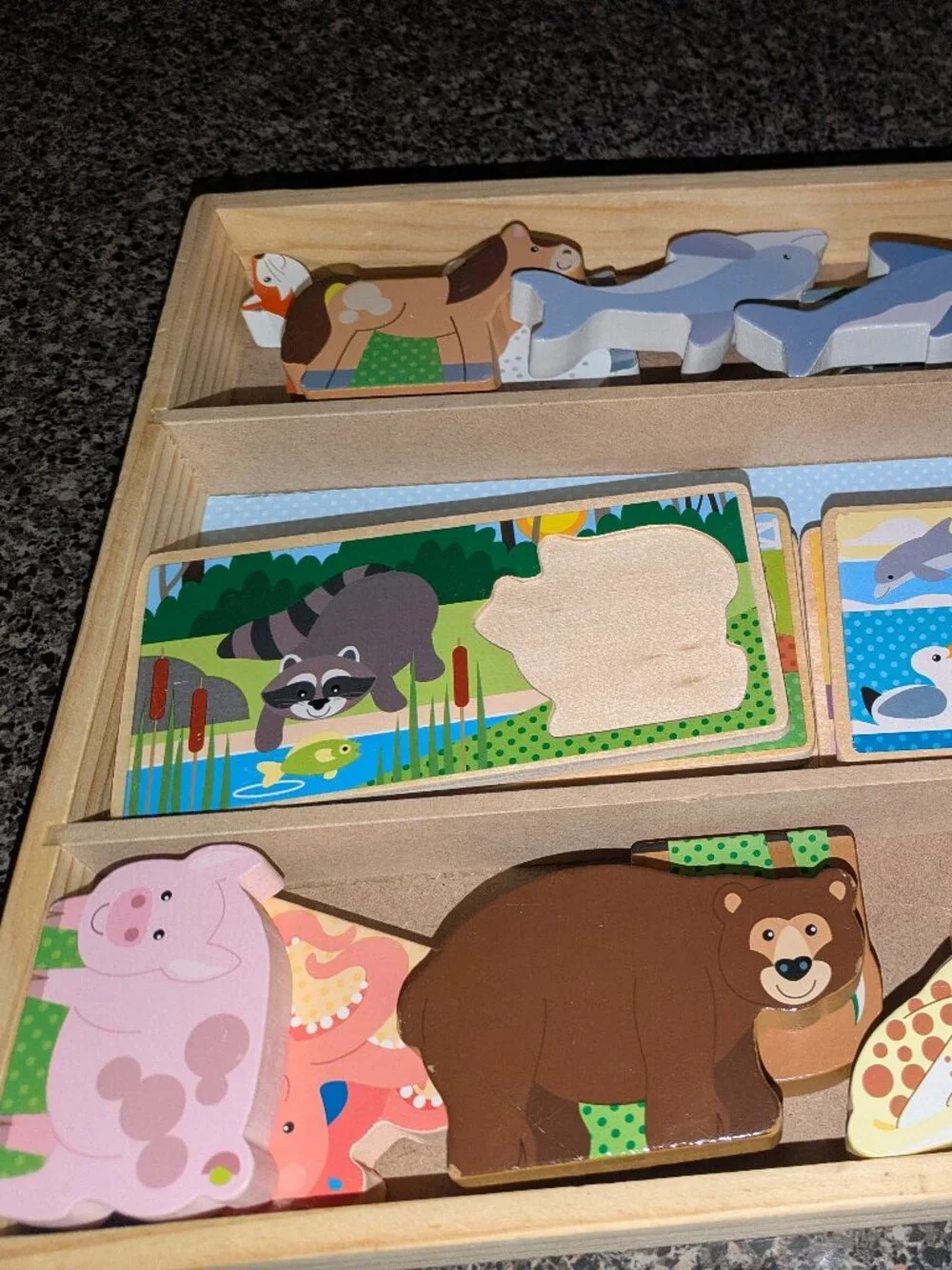 Melissa & Doug Wooden Animal Puzzle Boards Wooden Animal Play Pieces (24 pcs)