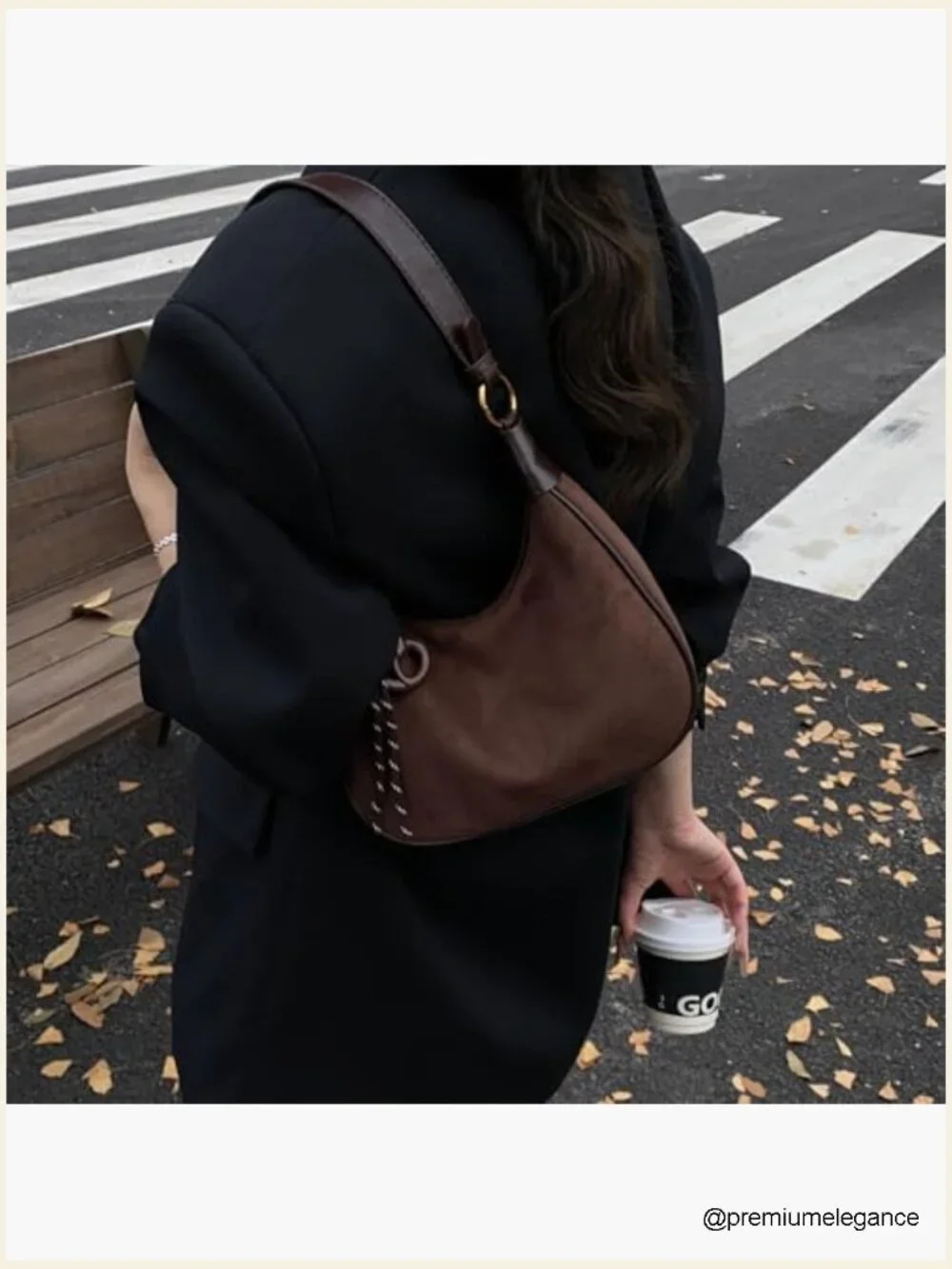 Faux Suede Hobo Crossbody Bag with Removable Charm and 2 Straps