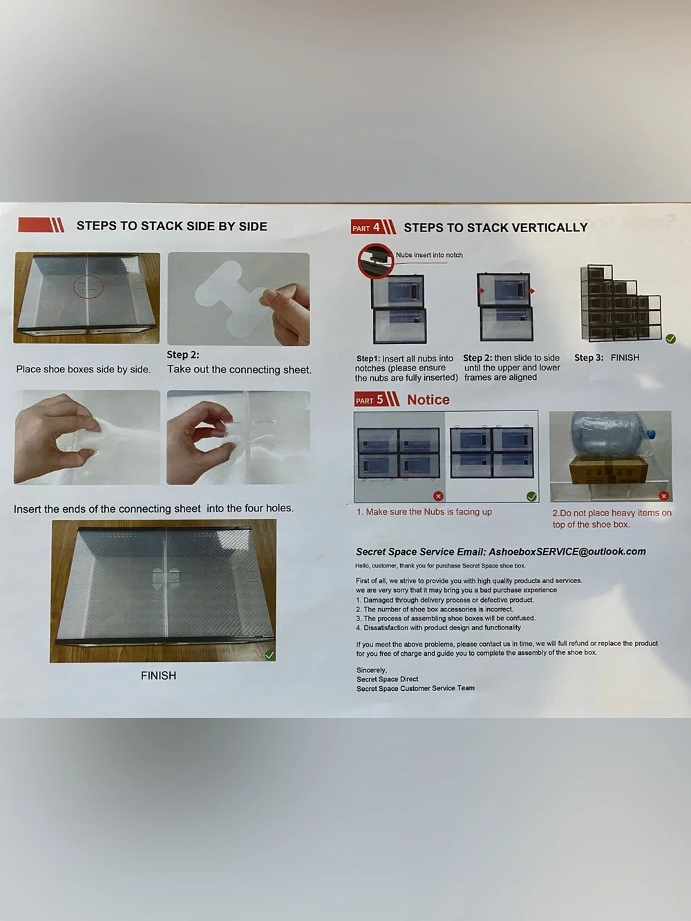 Secret Space 12 Piece Large Stackable Shoe Storage Boxes - White Frame, NIB!