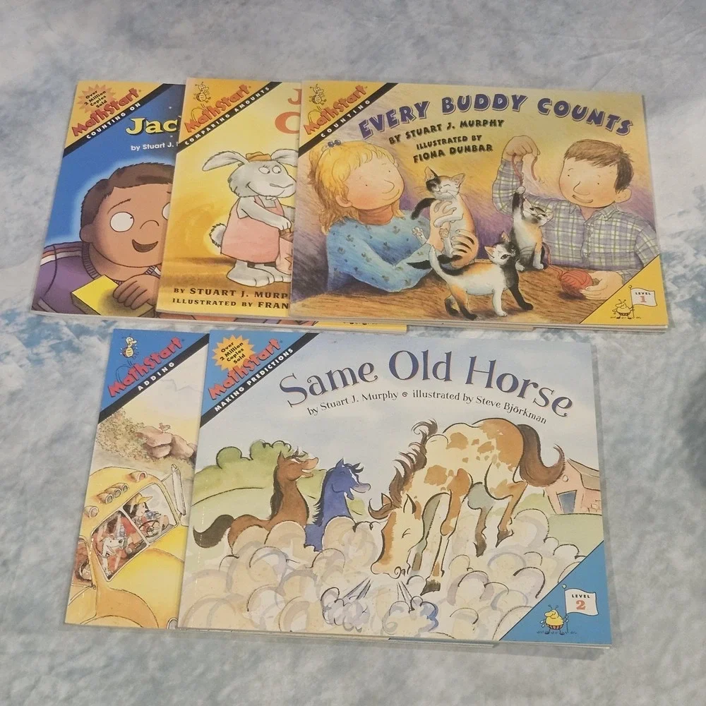 MathStart‎ Level 1 & 2 Book Lot Stuart J Murphy Homeschool Early Math 5 Books