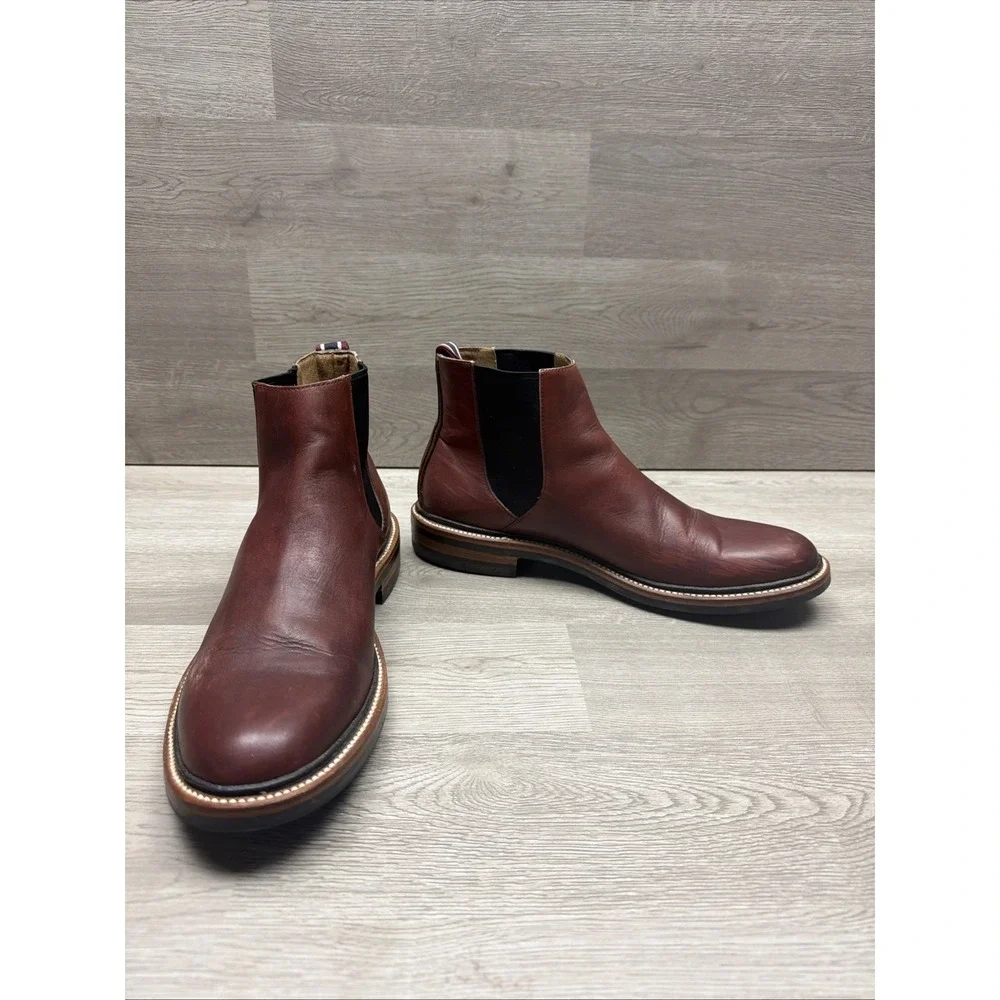 J Crew Chelsea Boot Oar Stripe Italian Leather J9018 Size 7.5 Mens Very Nice‎