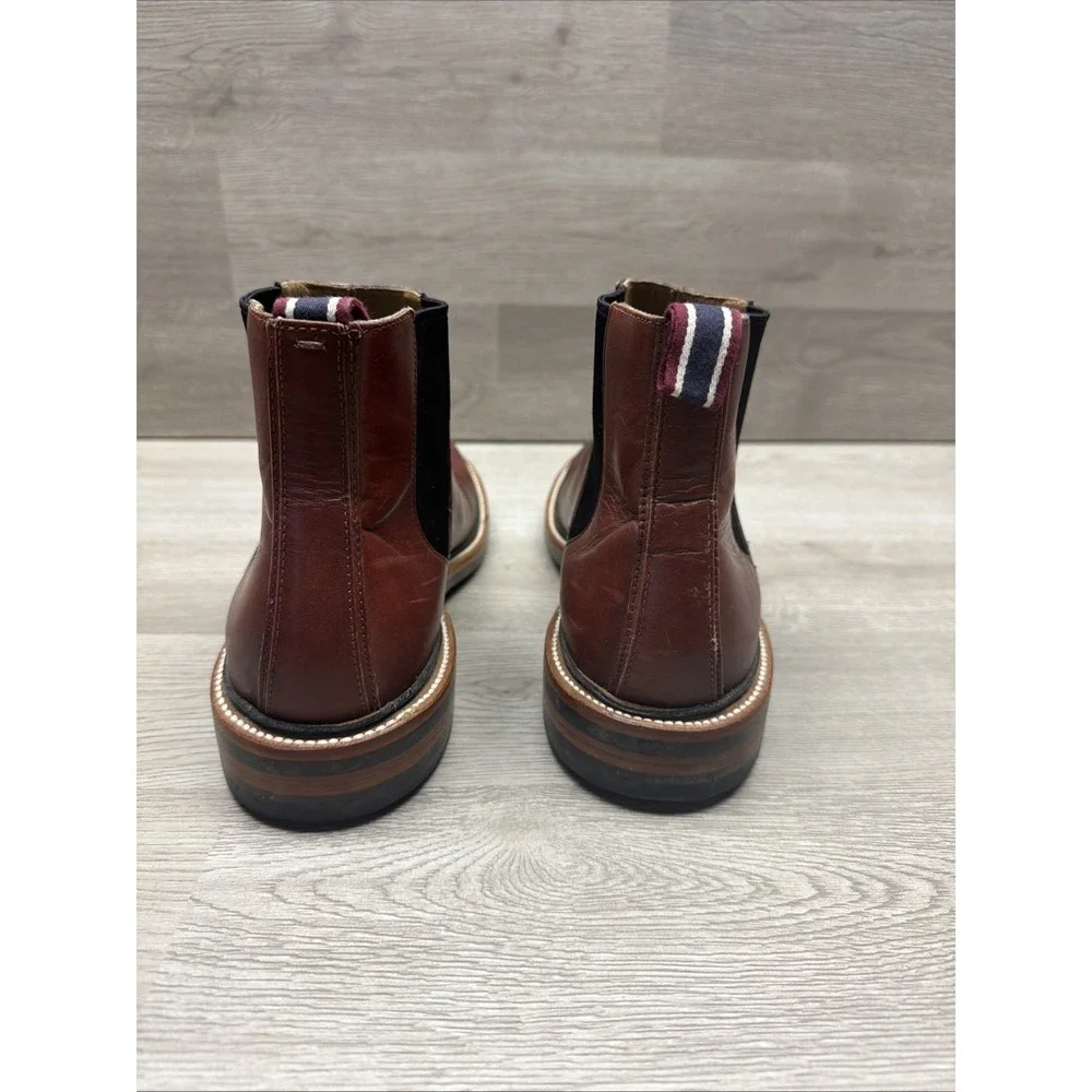 J Crew Chelsea Boot Oar Stripe Italian Leather J9018 Size 7.5 Mens Very Nice‎