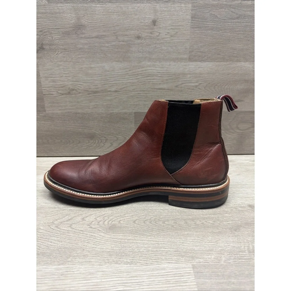 J Crew Chelsea Boot Oar Stripe Italian Leather J9018 Size 7.5 Mens Very Nice‎