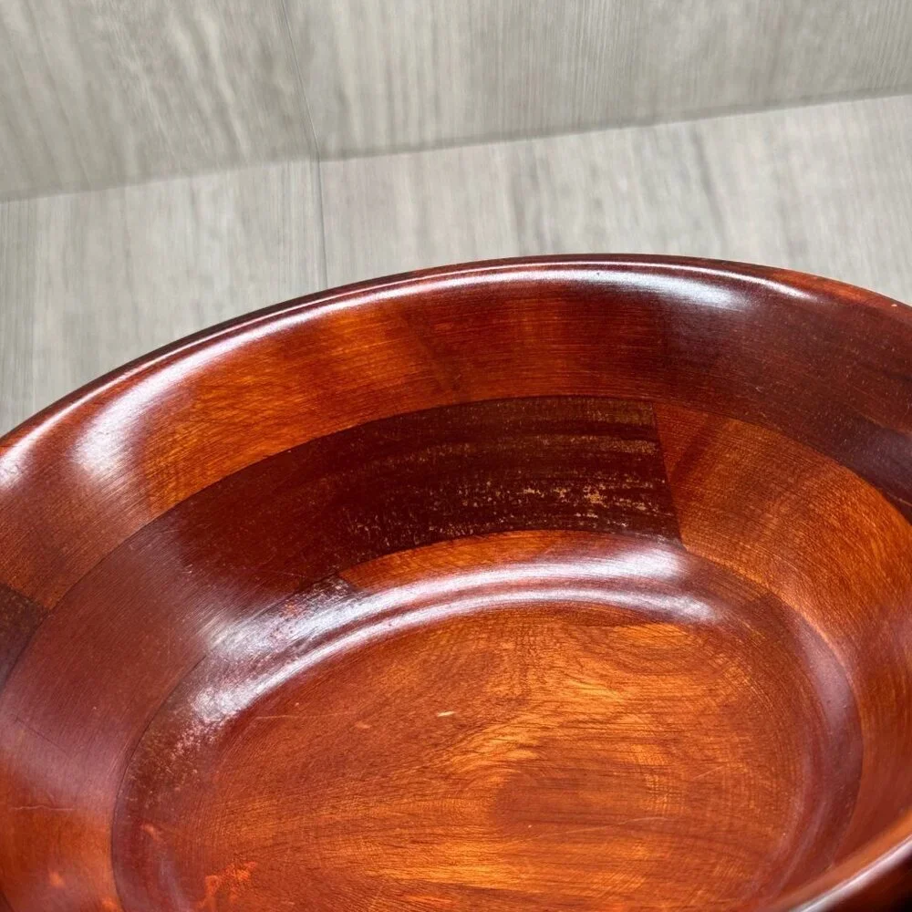 Mountain Woods Vintage Set of 5 Siamese Teak Wooden Salad Bowl Handcrafted Brown