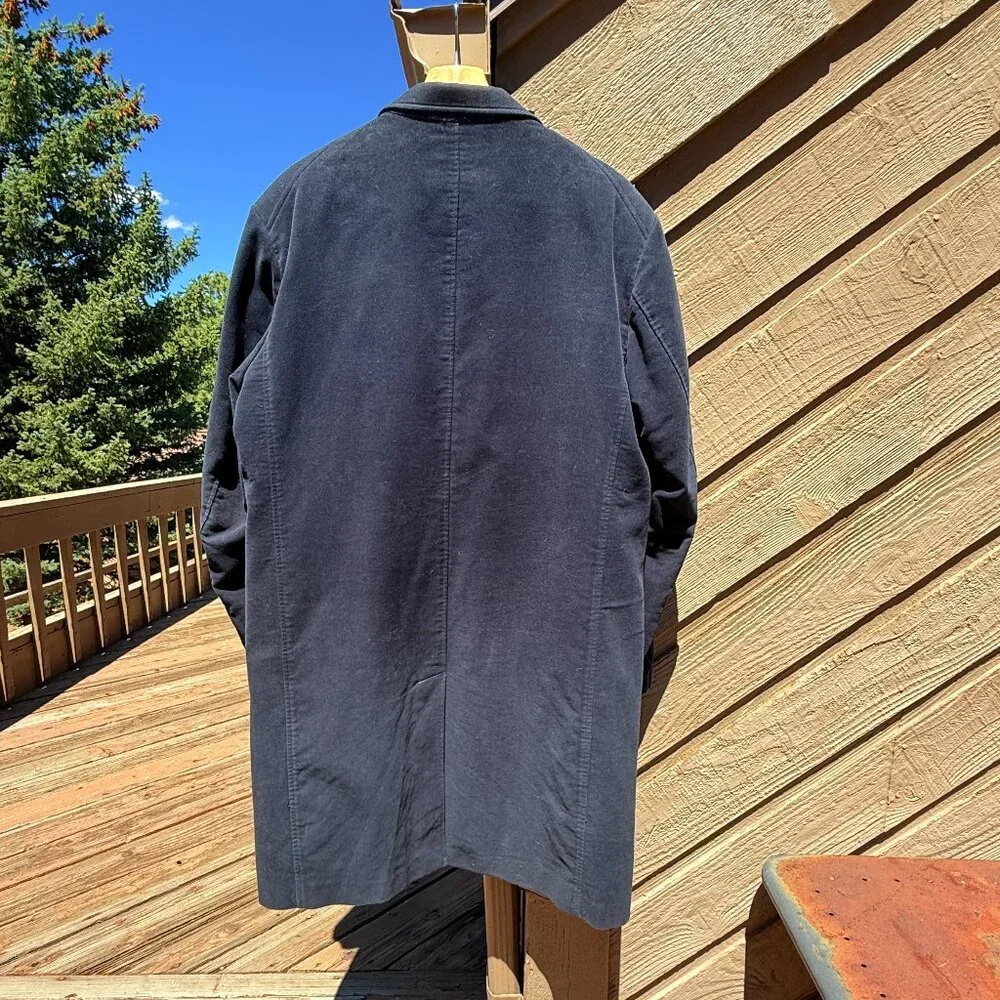 Vintage Banana Republic Men's Navy Button-Down Chestfield Coat
